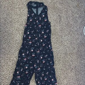 girls black floral romper